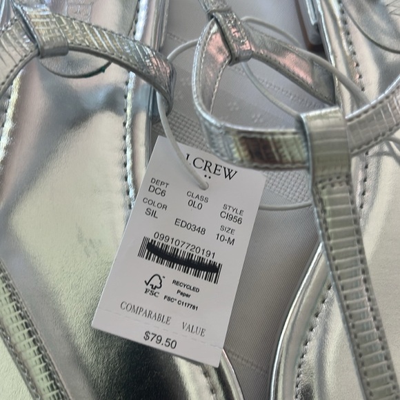 J. Crew Silver Thong Sandals with Ankle Strap - Picture 4 of 5